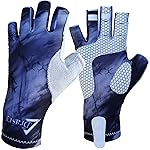 Drasry UV Protection Fishing Fingerless Gloves Men Women UPF 50+ SPF Gloves for Fishing Kayak Paddling Hiking Sailing Rowing Sun Glove Gray-Black L