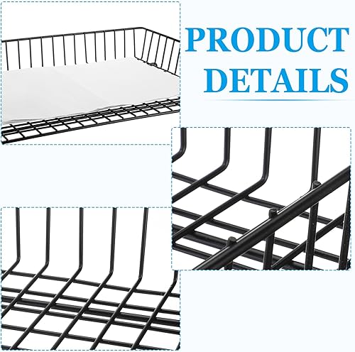 Miniatura 9 de Hicarer 2 bandejas de papel de metal de 11 x 17 pulgadas, rejilla de alambre de hierro, bandeja para documentos de escritorio, bandeja de cartas de