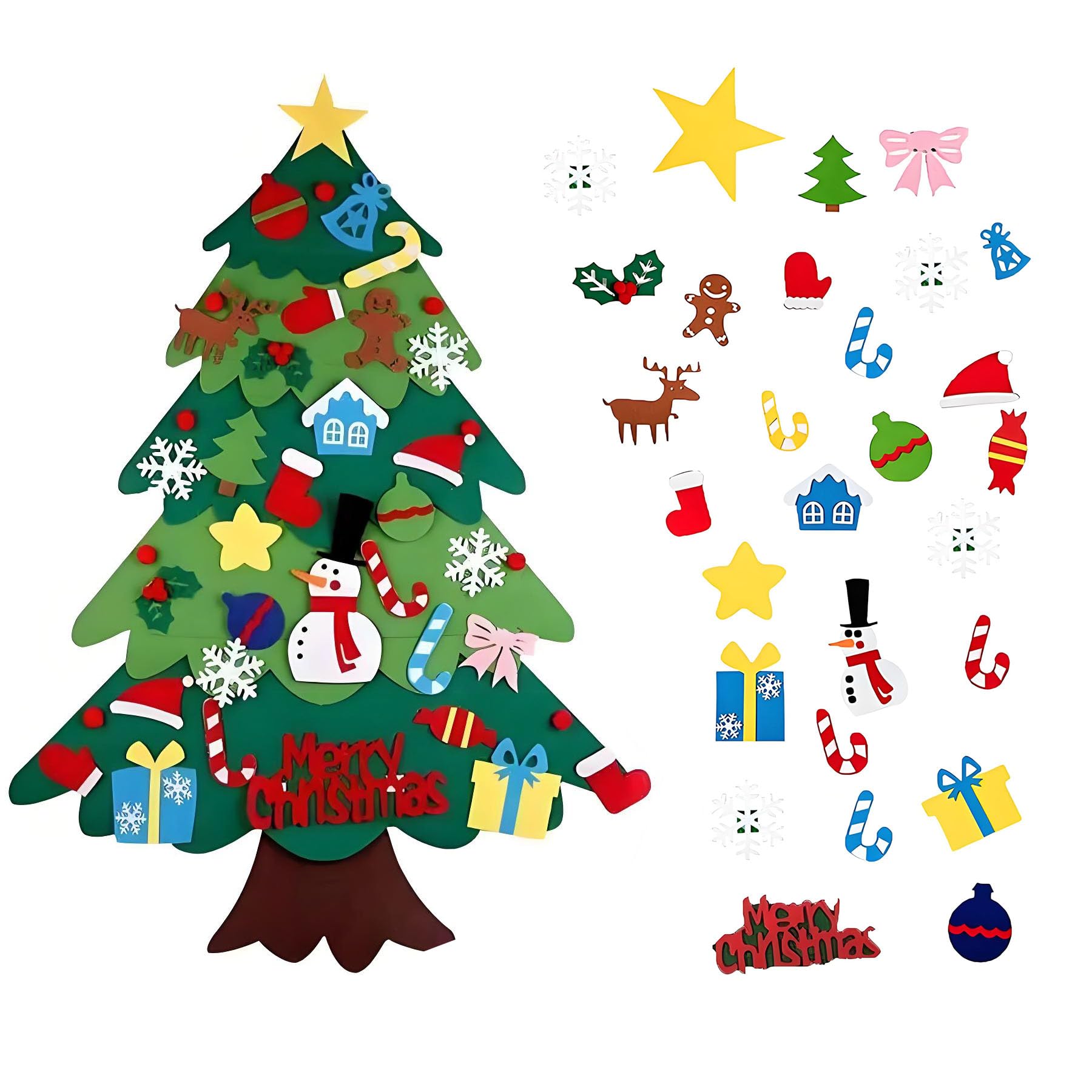 Photo 1 of Felt Christmas Tree, 3.2FT Toddler Felt Christmas Tree with 32 Ornaments,Felts Xmas Tree Gifts
