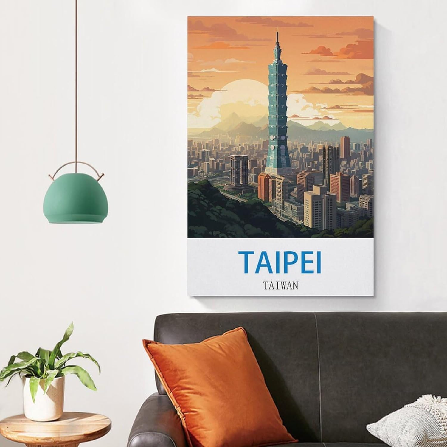 FZYUEN Taipei Taiwan Vintage Travel Poster 24x36inch(60x90cm) Canvas Wall Art Prints for Wall Decor Room Decor Bedroom Decor