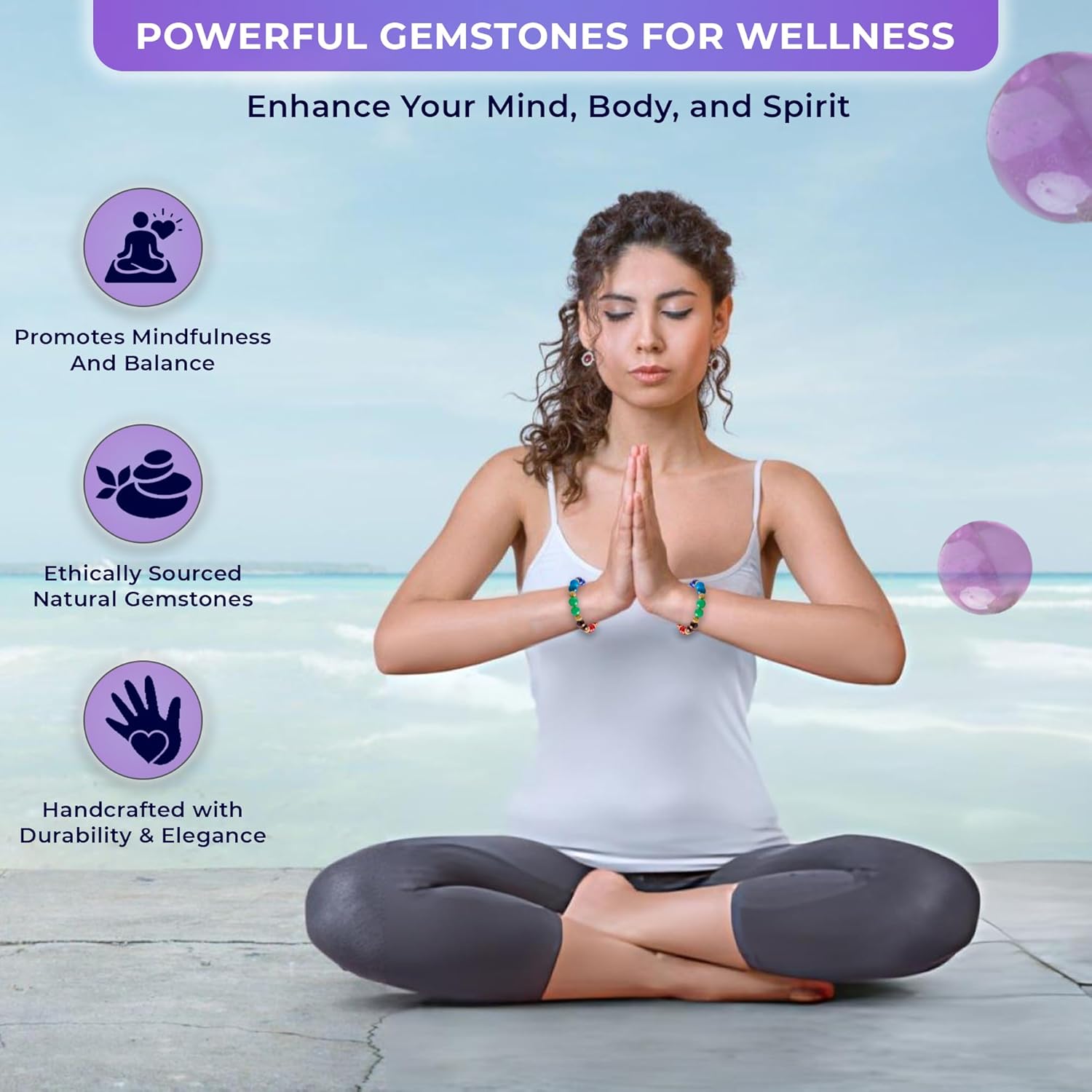 Protection and Healing Bracelet for Women - Handmade 7 Chakra Jewelry Crafted with Genuine Gemstones - Adjustable 8mm Bead Bracelet - Pulsera Para Mujer - Elegant Spiritual Accessory - Image 6