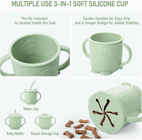 Miniatura 5 de Juego de destete para bebés, juego de alimentación de silicona para bebés (10 unidades), juego de destete para niños pequeños con babero ajustable,