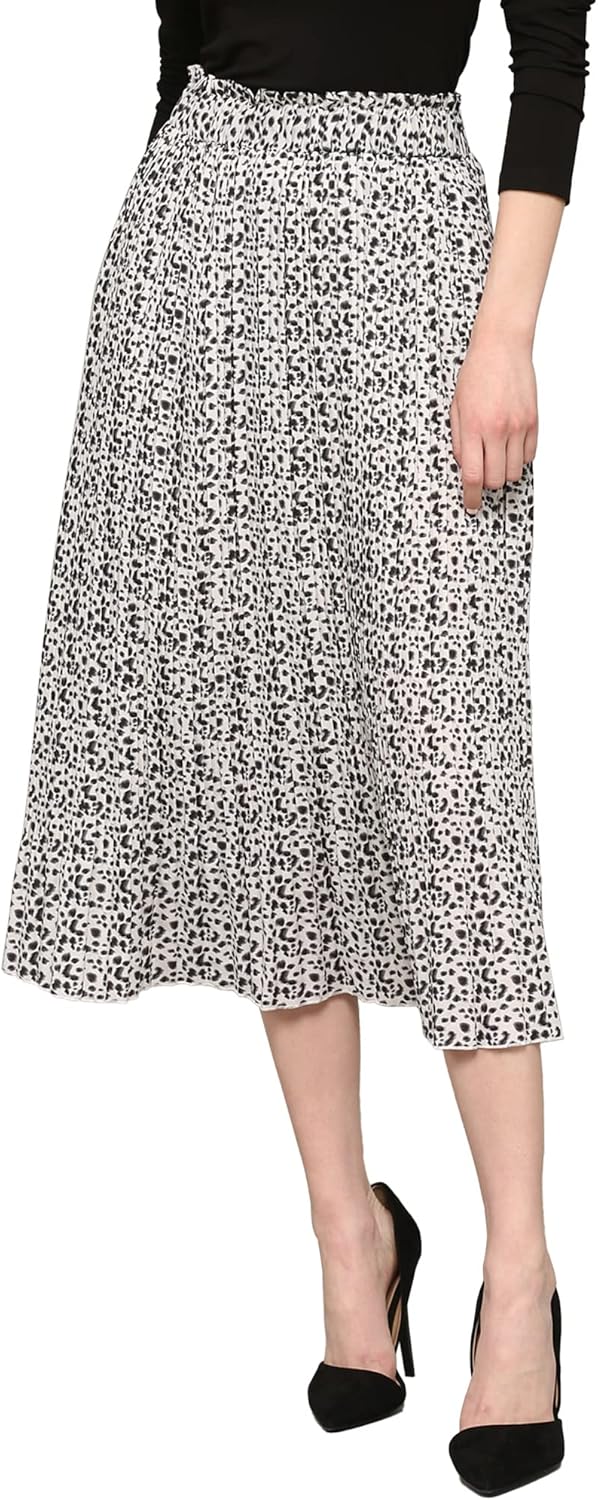 Lock and Love Womens High Waist Polka Dot Pleated Midi Swing Skirt with Pockets
