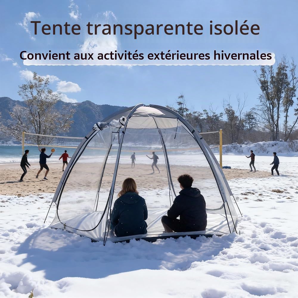 Tente de sport transparente pour 2 personnes - Vue panoramique à 360° - Coupe-vent - Portable - Tente à bulles pour camping, pêche et activités sportives