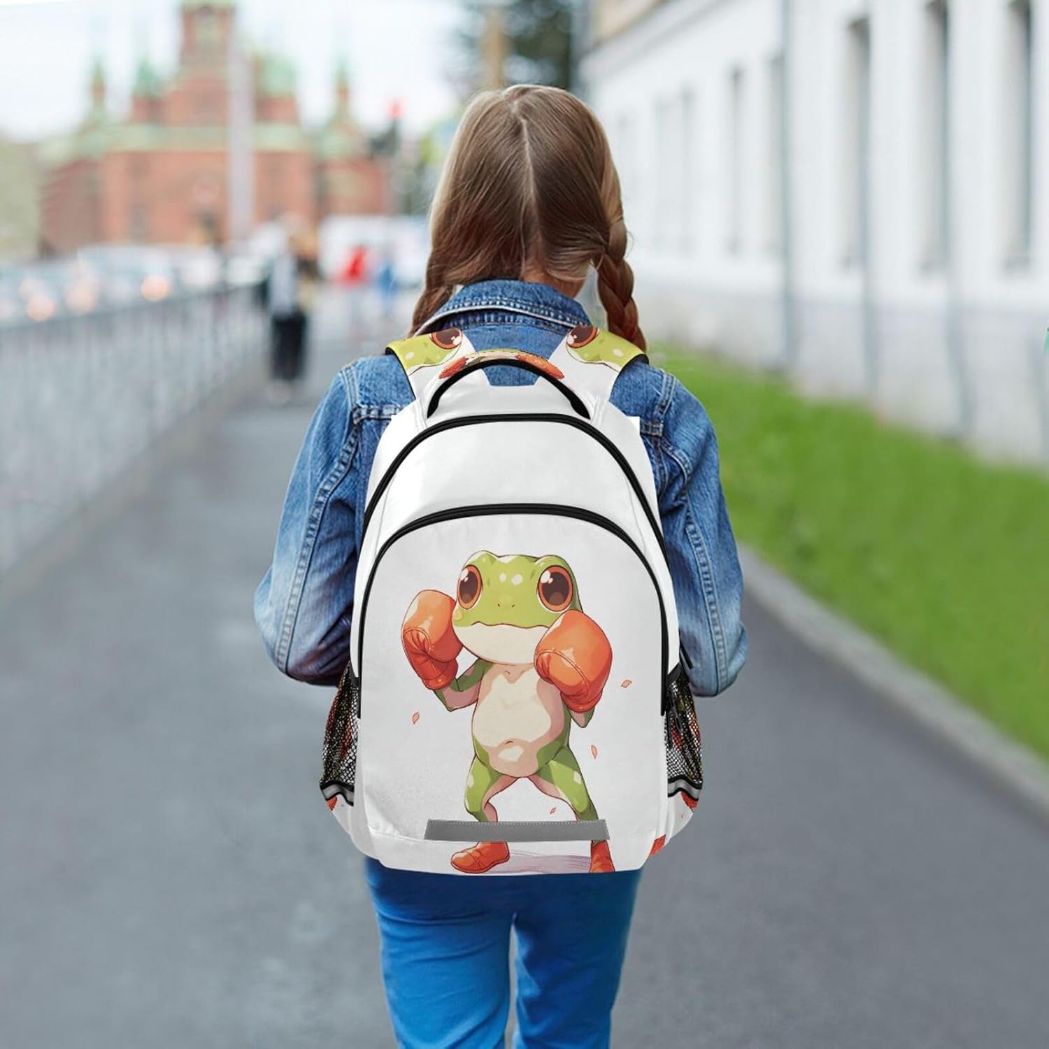 Travel Laptop Backpack Lightweight Business Computer Backpack Frog Wear Boxing Gloves College School Bookbags Daypack with Safety Reflective Strip for Men Women