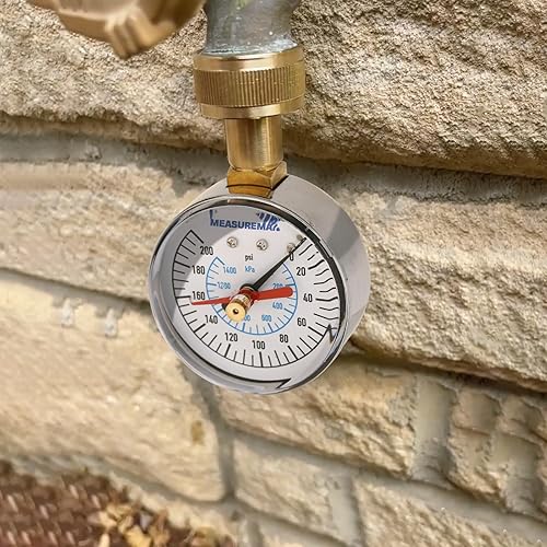Miniatura 68 de Measureman - Manómetro de presión de agua de 0-200 psi, esfera de 2.5", medidor de presión para boquilla de manguera, probador de presión de agua