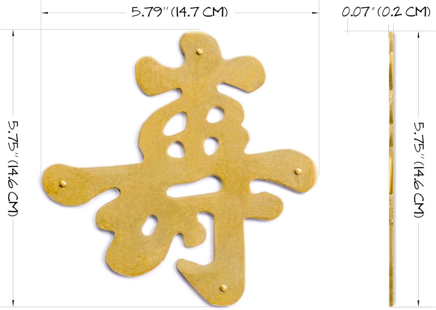 Hardware Philosophy Chinese Character for Longevity "Shou" Brass Cabinet Face Plate Hardware