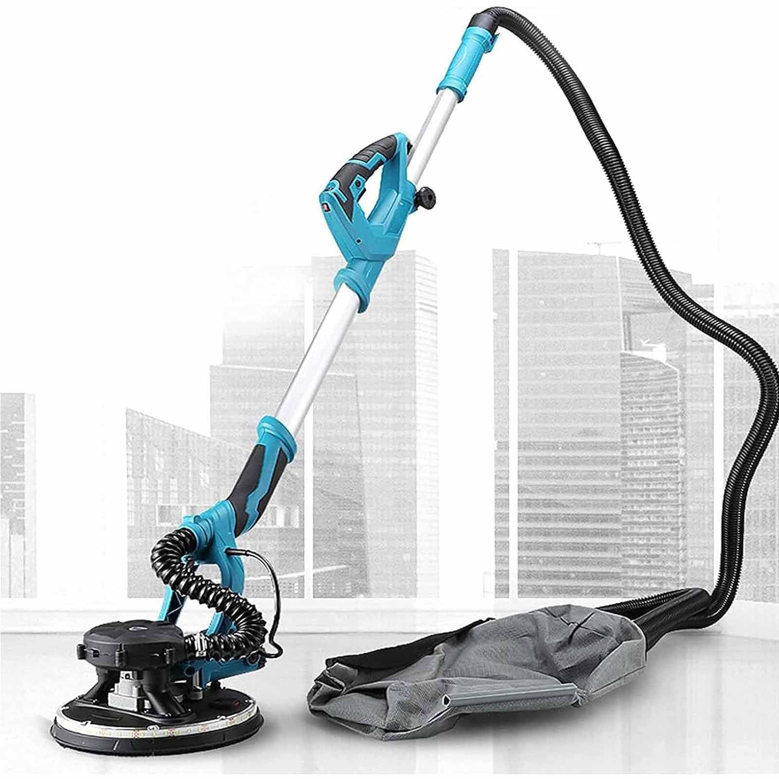 PixCy Lijadora para Pared, Handife Telescópica para Paredes Y Techos con Sistema De Autolimpieza,1800w Velocidades Ajustables,Discos De Lijado, Mango Telescópico Y Luz LED,20PCSsandpaper