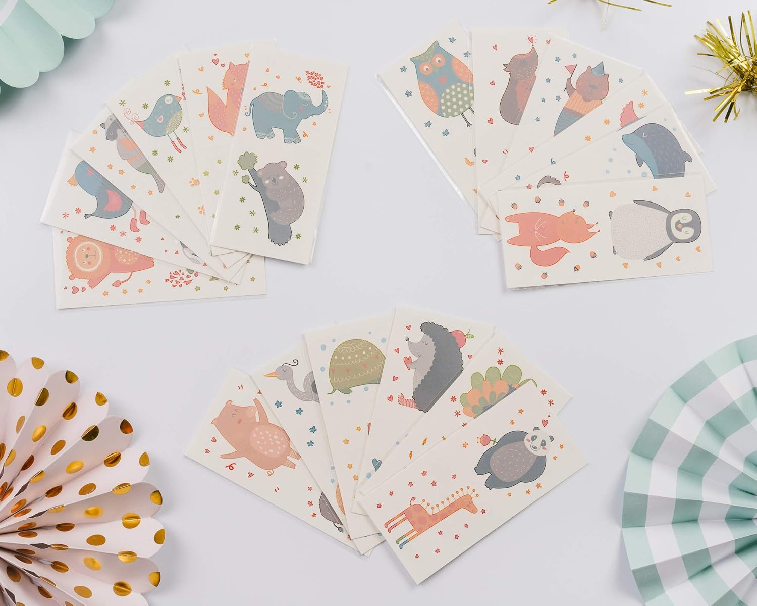 PapaKit Cute Zoo Animals 36 Temporary Fake Tattoo Set, 18 Individually Wrapped Sheets | Kids Girls & Boys Birthday Party Favor Gift Supply, Non-Toxic Food Grade Ingredients Safe Removable : Beauty & Personal Care