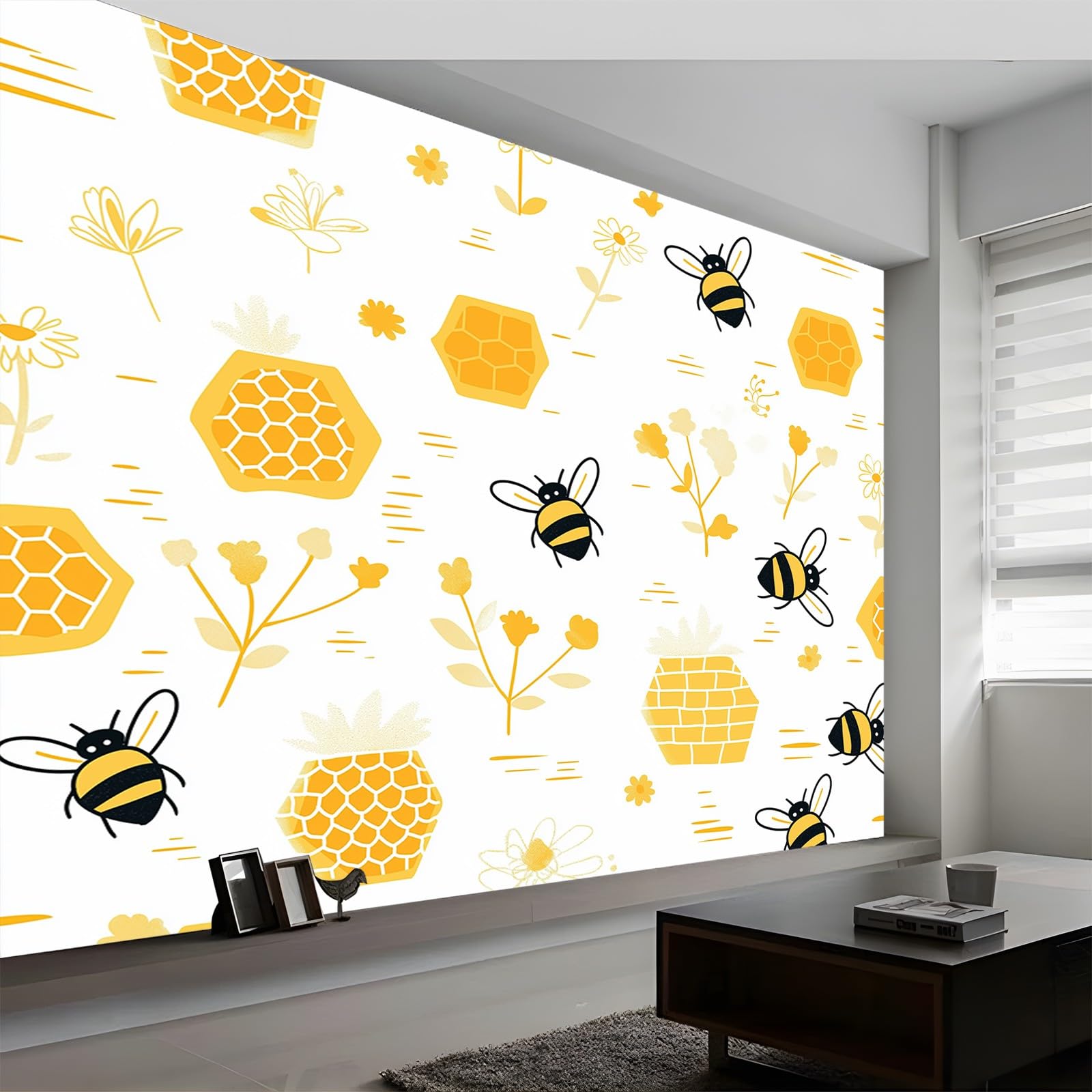Tapeta 250 x 175 cm, tapeta ścienna, prosta tapeta o strukturze plastra miodu, tapeta na fizelinie, biała, obraz ścienny, tapeta ścienna do sypialni, salonu, pomieszczeń, nowoczesna tapeta ścienna