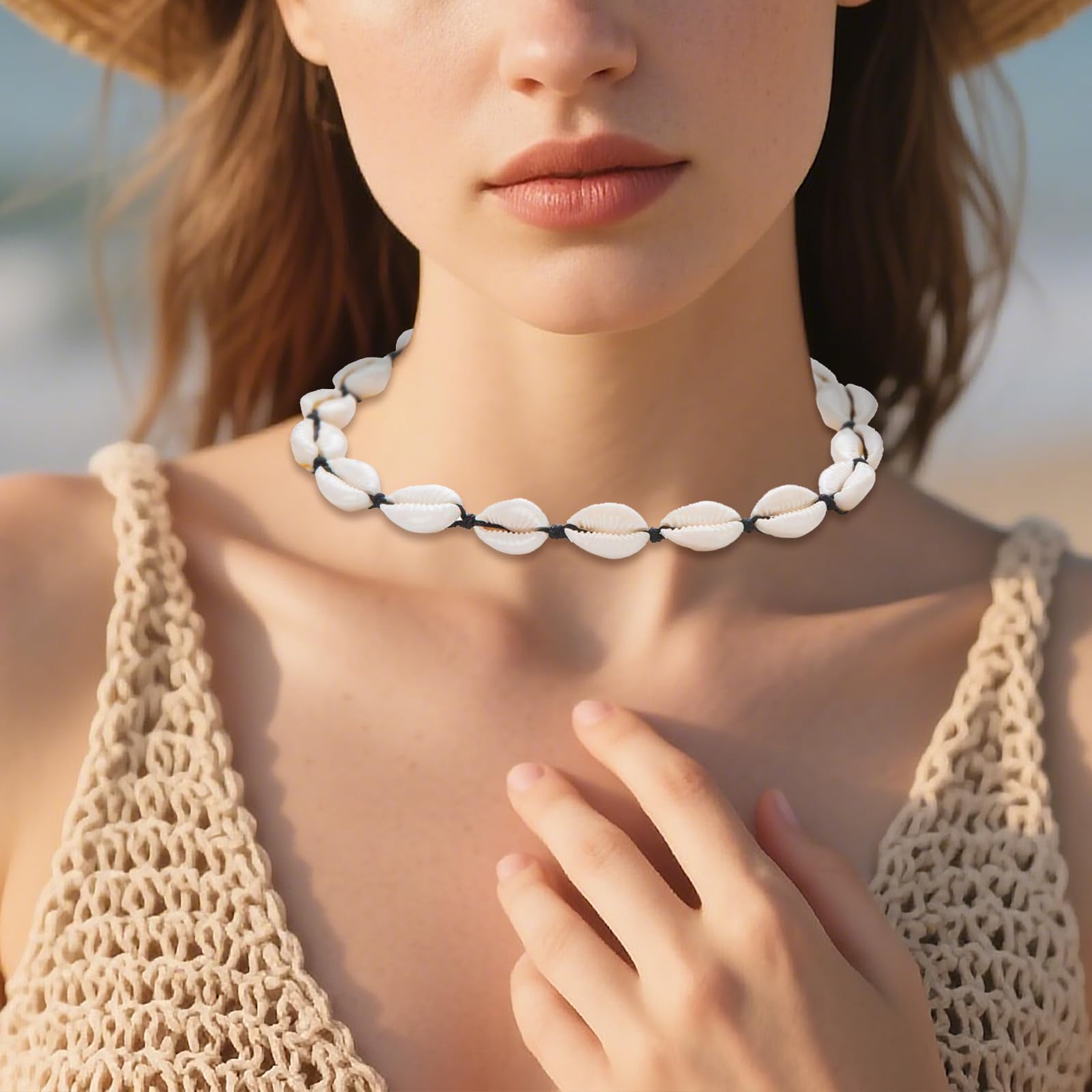Collana Conchiglie Donna, Elegante Collane di Conchiglie da Spiaggia Estiva, Squisita Collana di Gioielli Estive, Regolabile Collana di Conchiglie per Regali di Gioielli da Donna