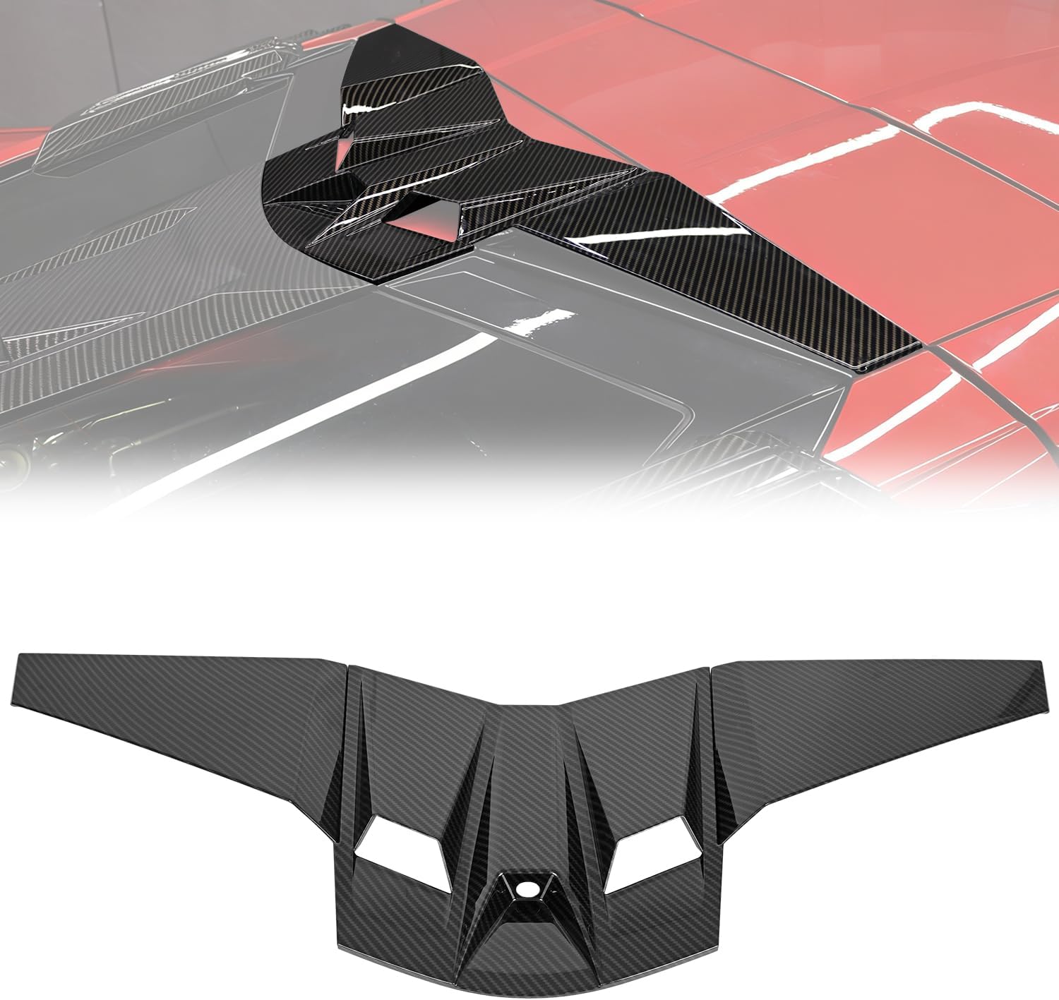Rear Roof Camera Trim Cover fit for Corvette C8 Stingray Z51 2020+,for C8 Z06 2023+/E-Ray 2024+,Roof Edge Protector&Top Decklid Camera Overlay Set,3PCS (Glossy Black)