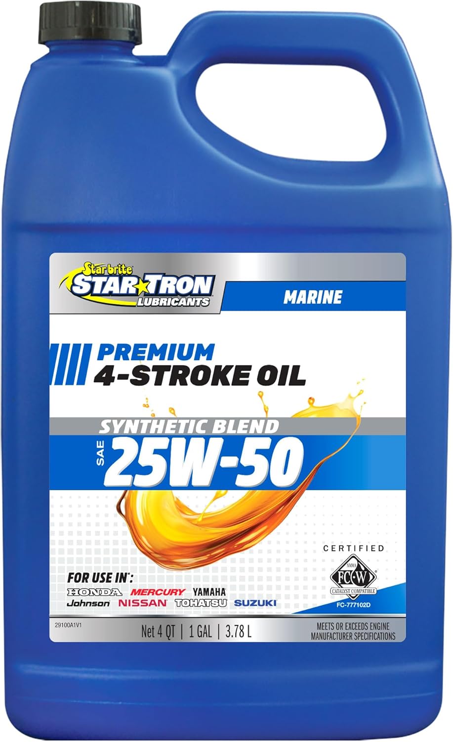 STAR BRITE Star Tron Premium 4 Stroke Marine Oil - 10W-30 - Synthetic Blend Engine Oil for Outboards, Gasoline Inboards & Stern Drives - NMMA FC-W Certified, 32 OZ (028132)