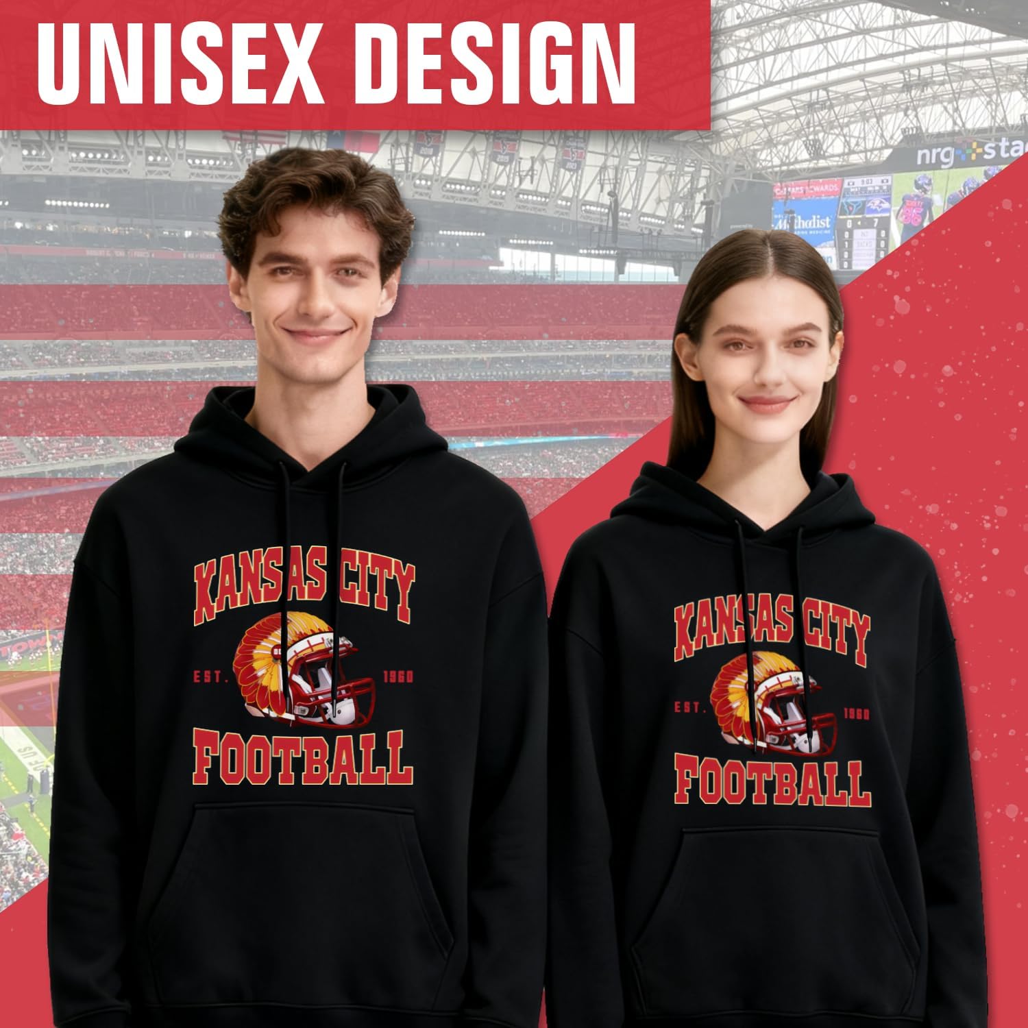 Mens Football Hoodie Classical Football Fans Sweatshirt Pullover Apparel - Image 3