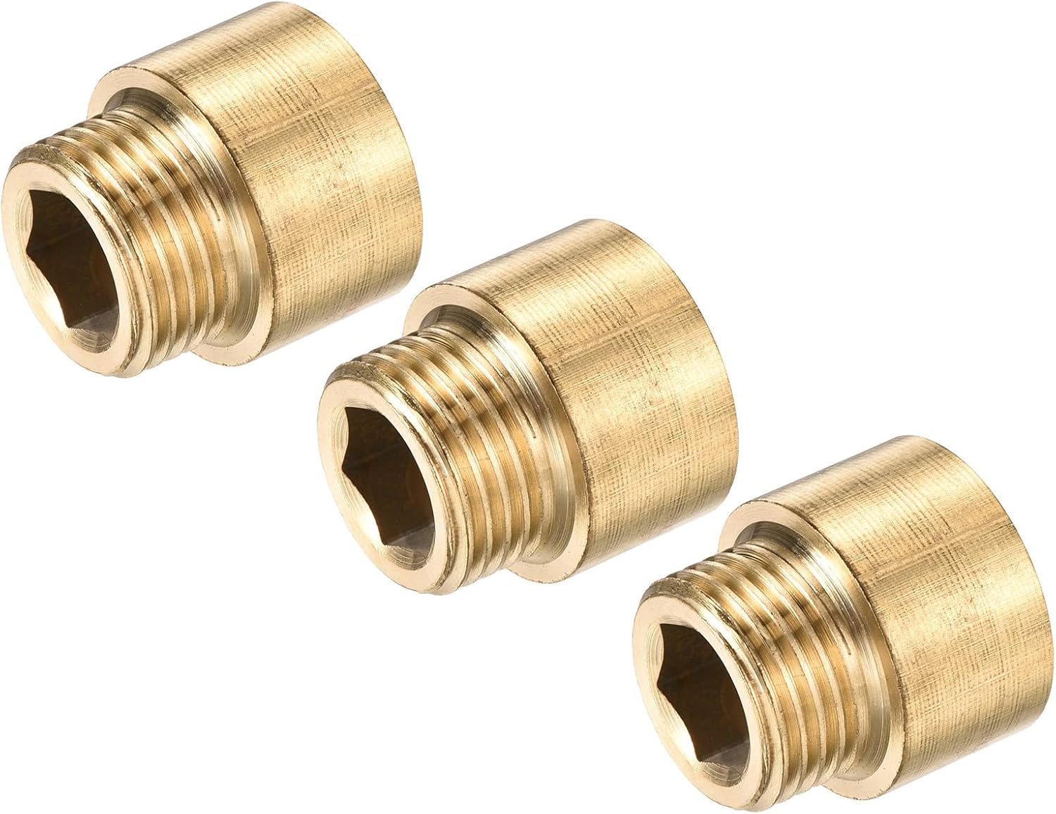 MECCANIXITY Brass Extension Pipe Fitting 15mm G1/2 Female to G1/2 Male Thread Reducer Coupling Adapter Connector Pack of 3