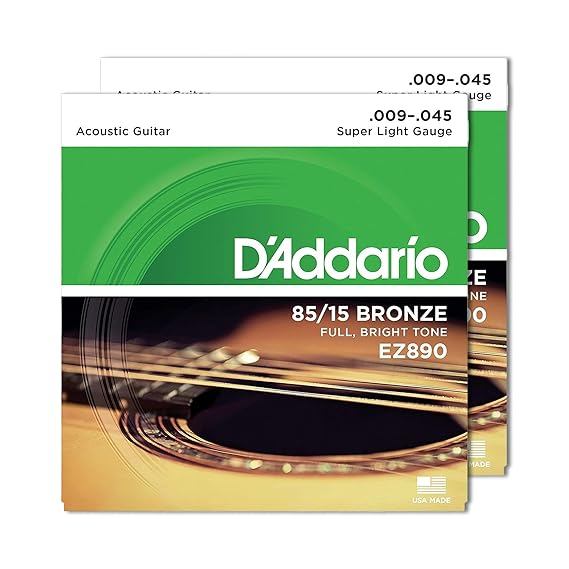 D'Addario EZ890 Bronze Superlight Acoustic Guitar Strings (2 Pack)