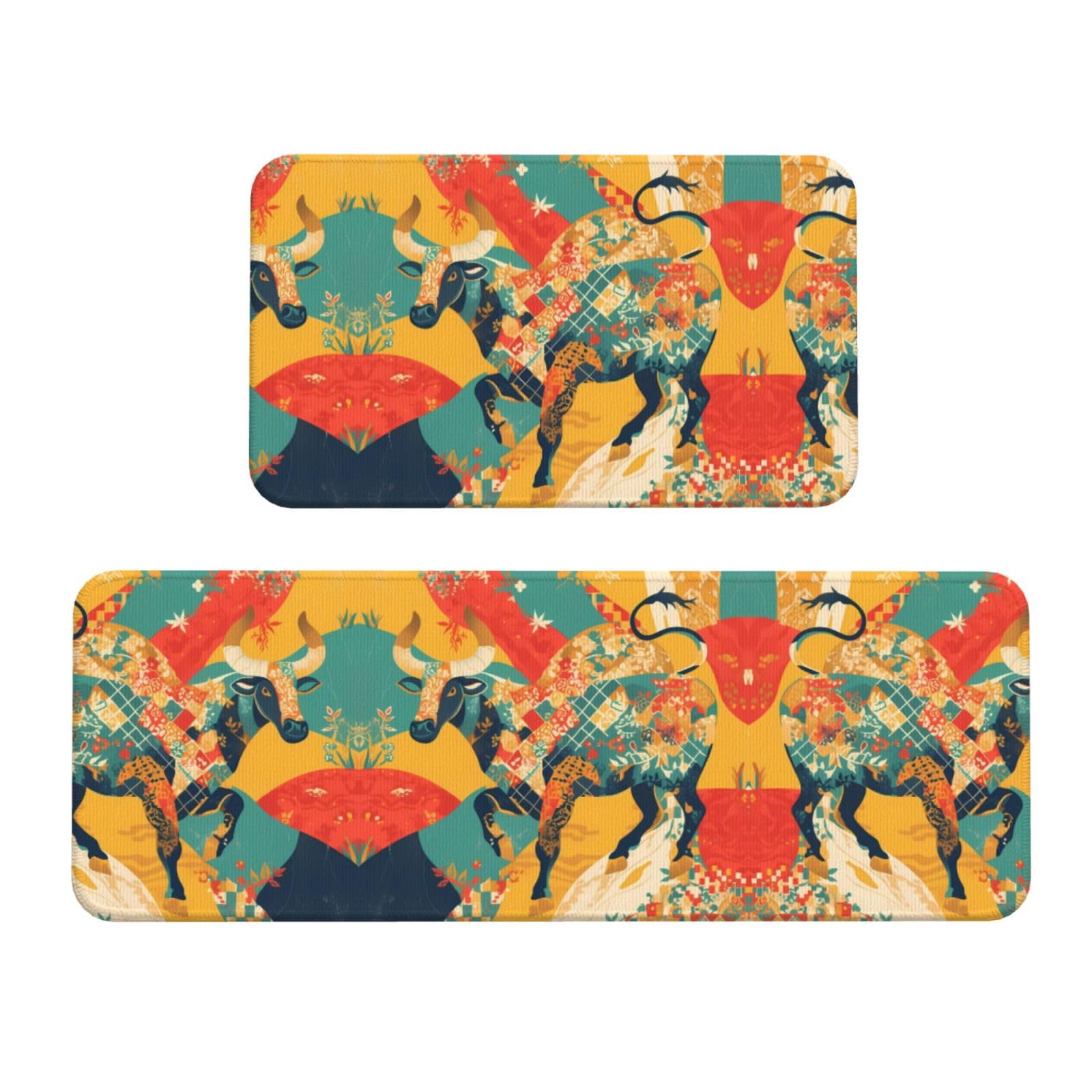 Alfombrillas de cocina seguras para suelos húmedos con estampado decorativo de vaca