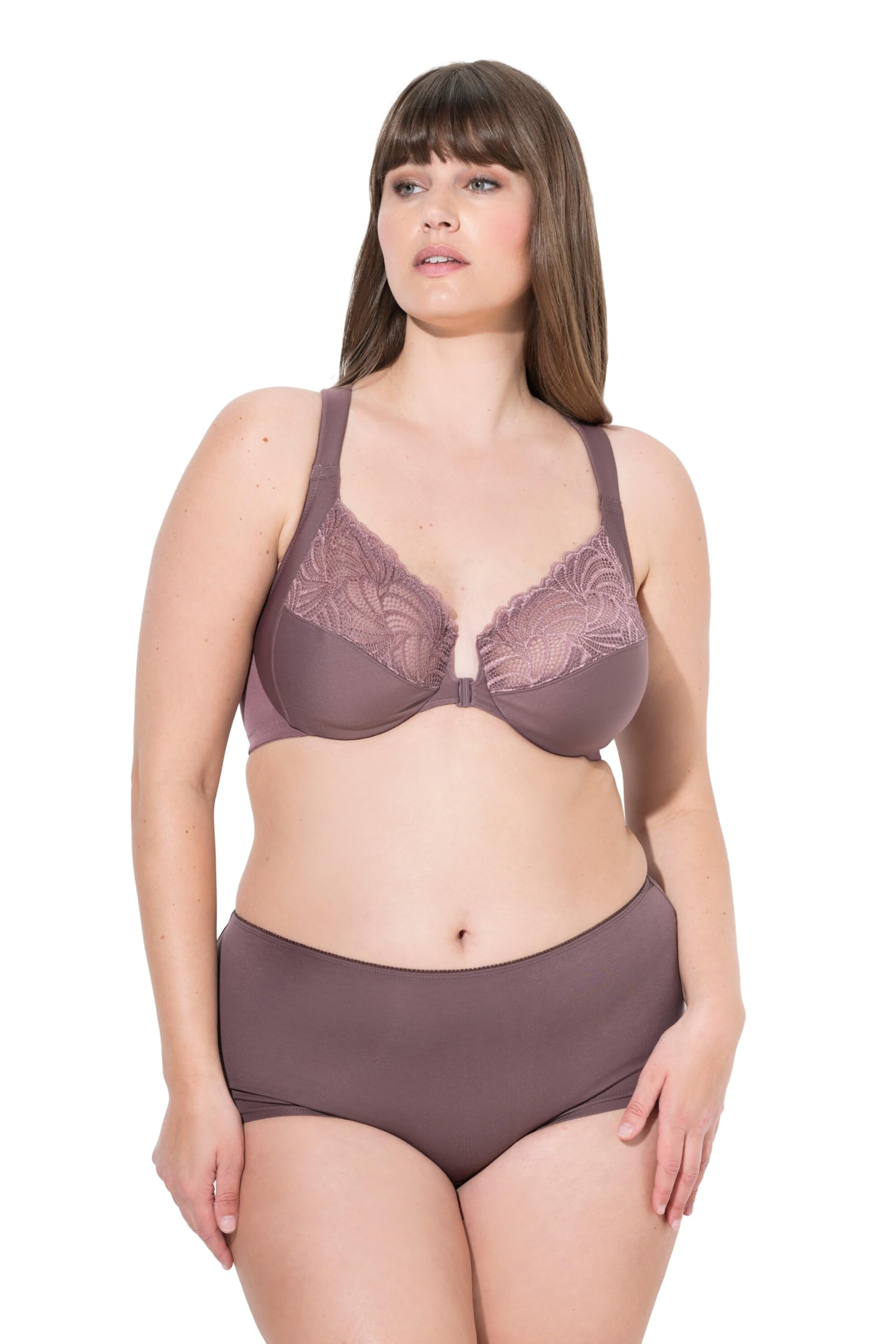 Ulla Popken Damen große Größen Übergrößen Plus Size Bügel-BH, Spitze, Softcups, Vorderverschluss 843248