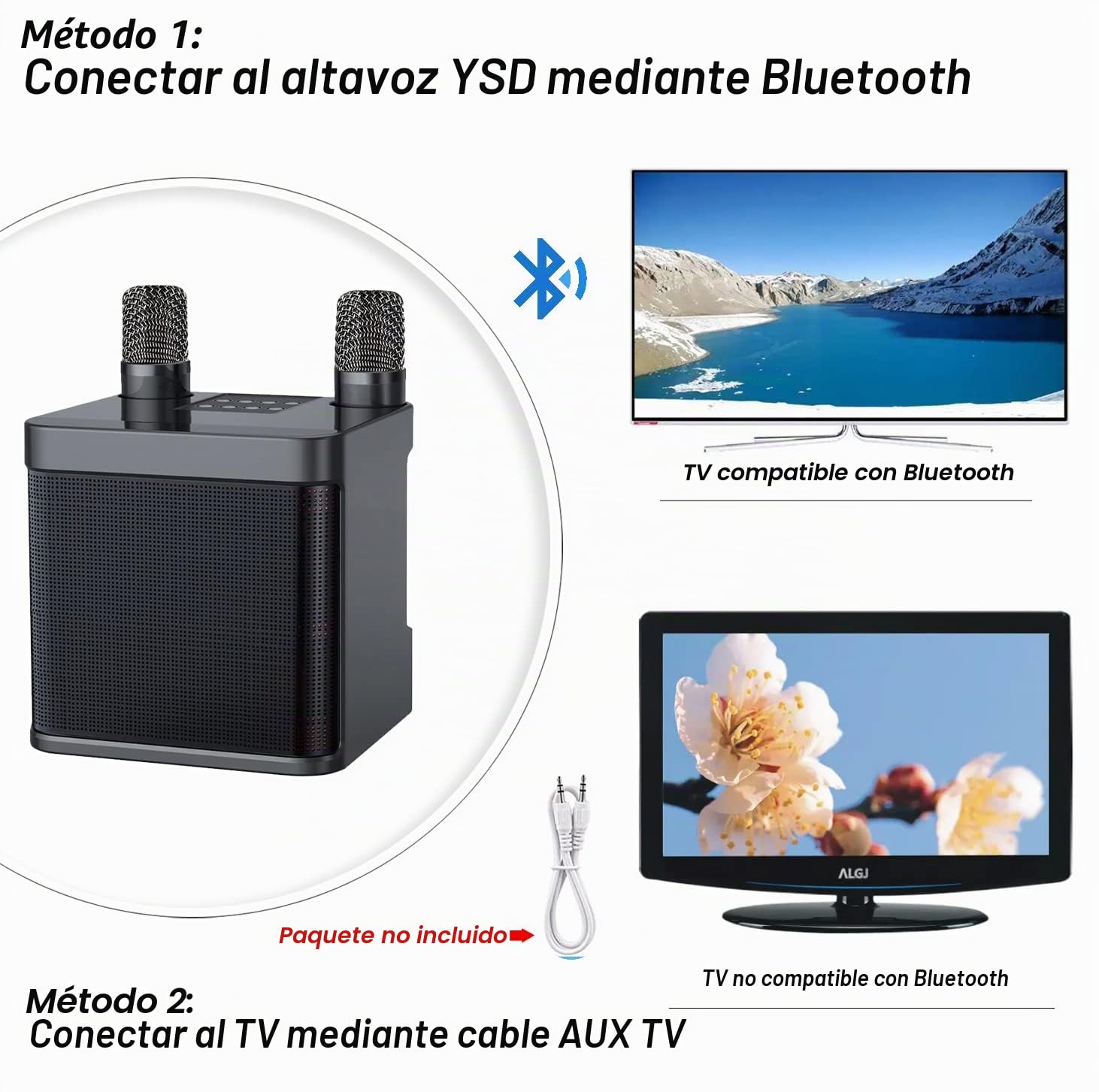 Karaoke 2 microfonos inalambricoso, Máquina de Karaoke Completo Altavoz Bluetooth con 2 Micrófonos, Portatil Karaoke Profesional para Adulto Infanti, Fiestas en Casa Soporte Tarjeta TF, AUX, Disco U