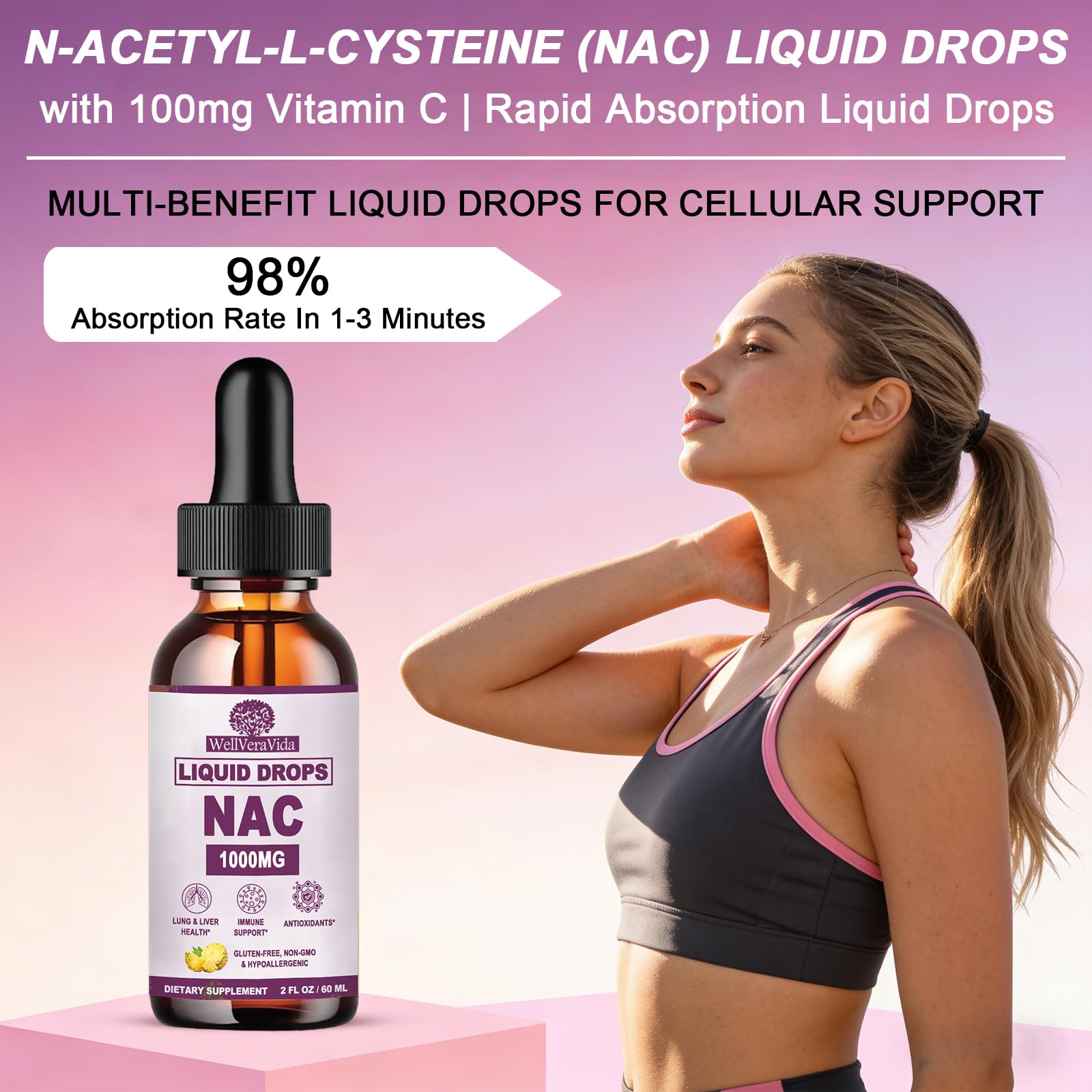 NAC Supplement N-Acetyl Cysteine 1000mg, Fast Absorb Liposomal Nac Drops — Amazon image 5