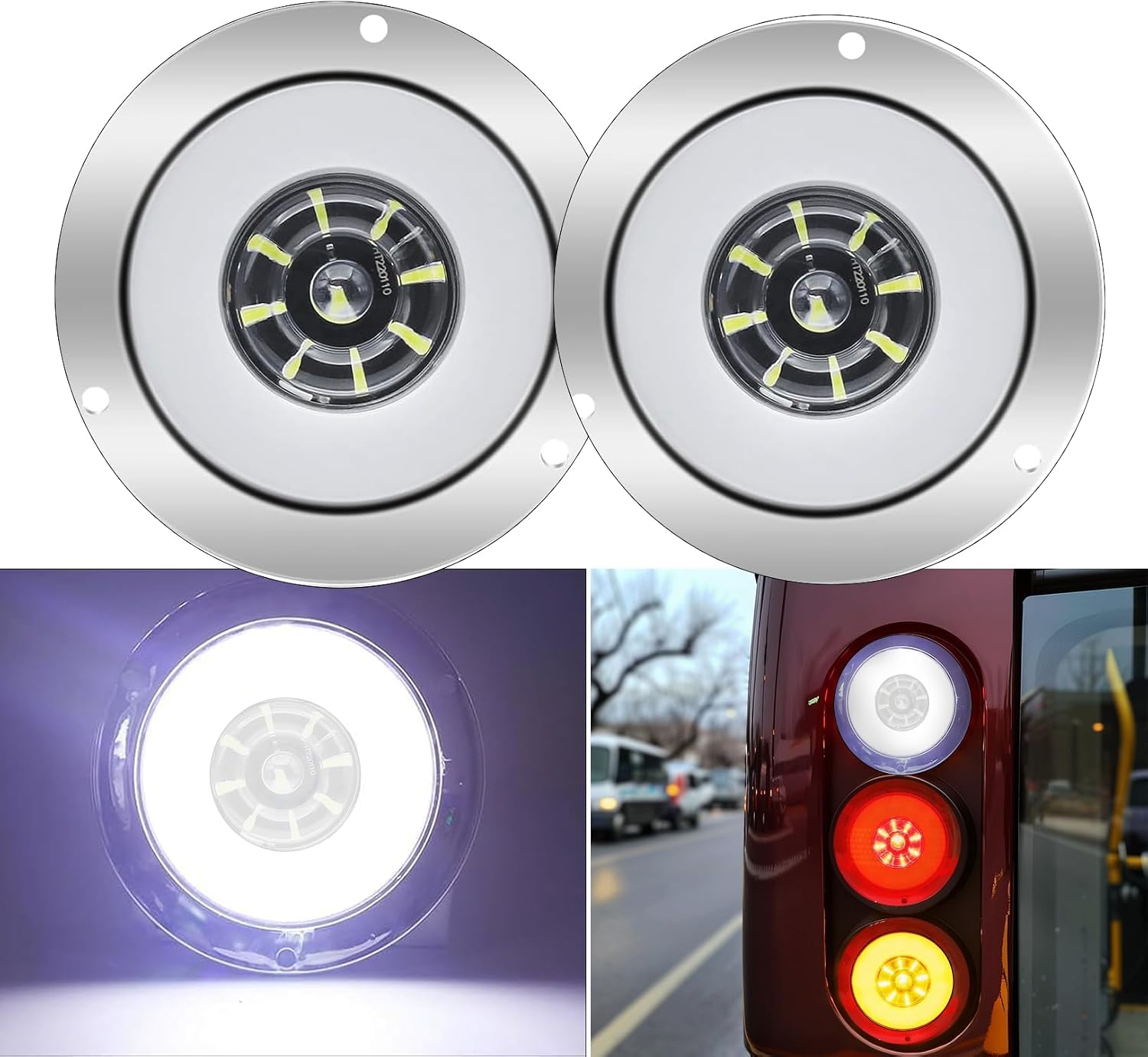 Ourbest Trailer Rear Tail Lights (2, White)