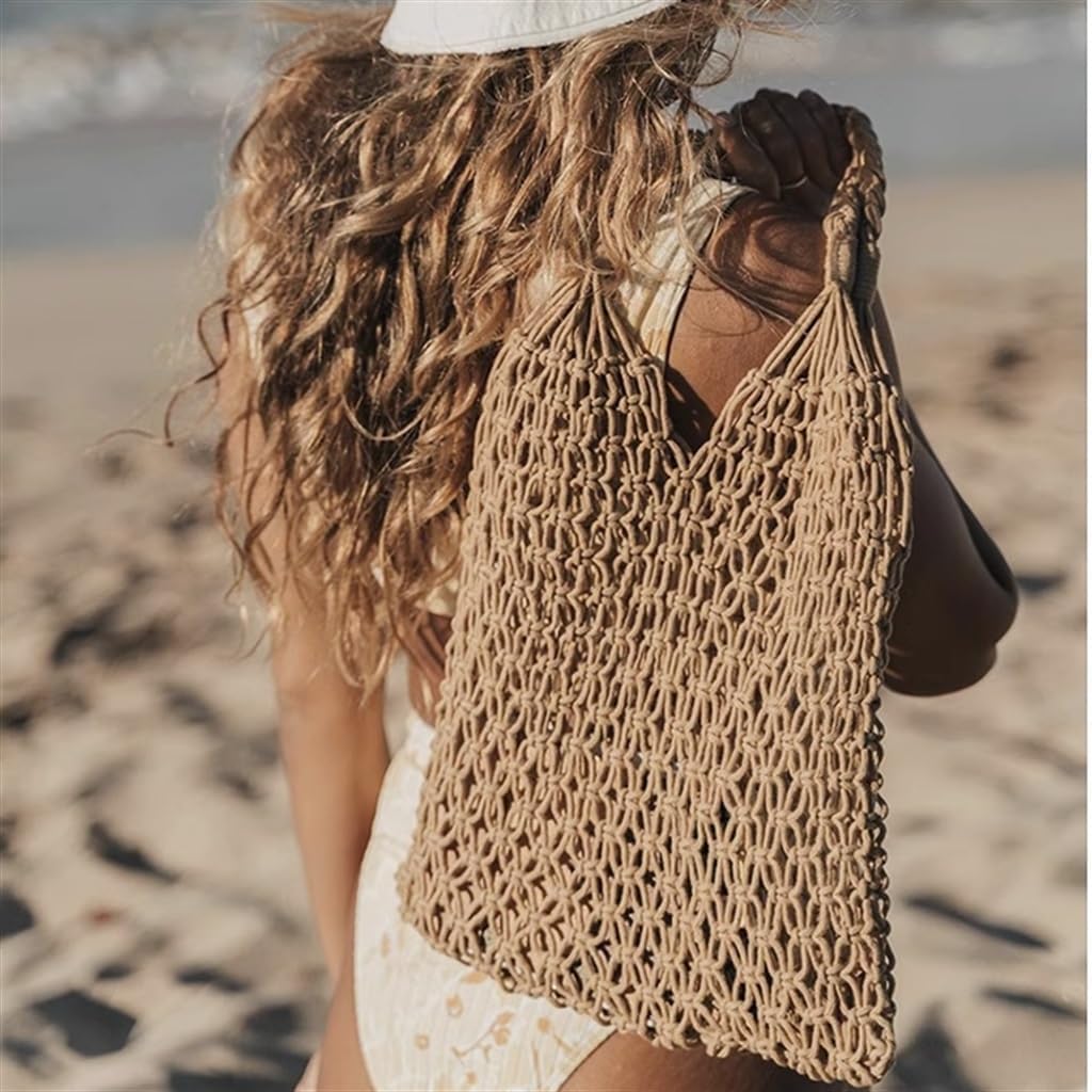 Hand-woven Handbag Beach Vacation Bag Female Mori Hollow Mesh Pocket