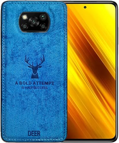 Miniatura 6 de Casecious Compatible con Xiaomi Poco X3 o Poco X3 Pro o Poco X3 NFC Textura suave Patrón de ciervo Tela en relieve Tela TPU Teléfono celular Mobile