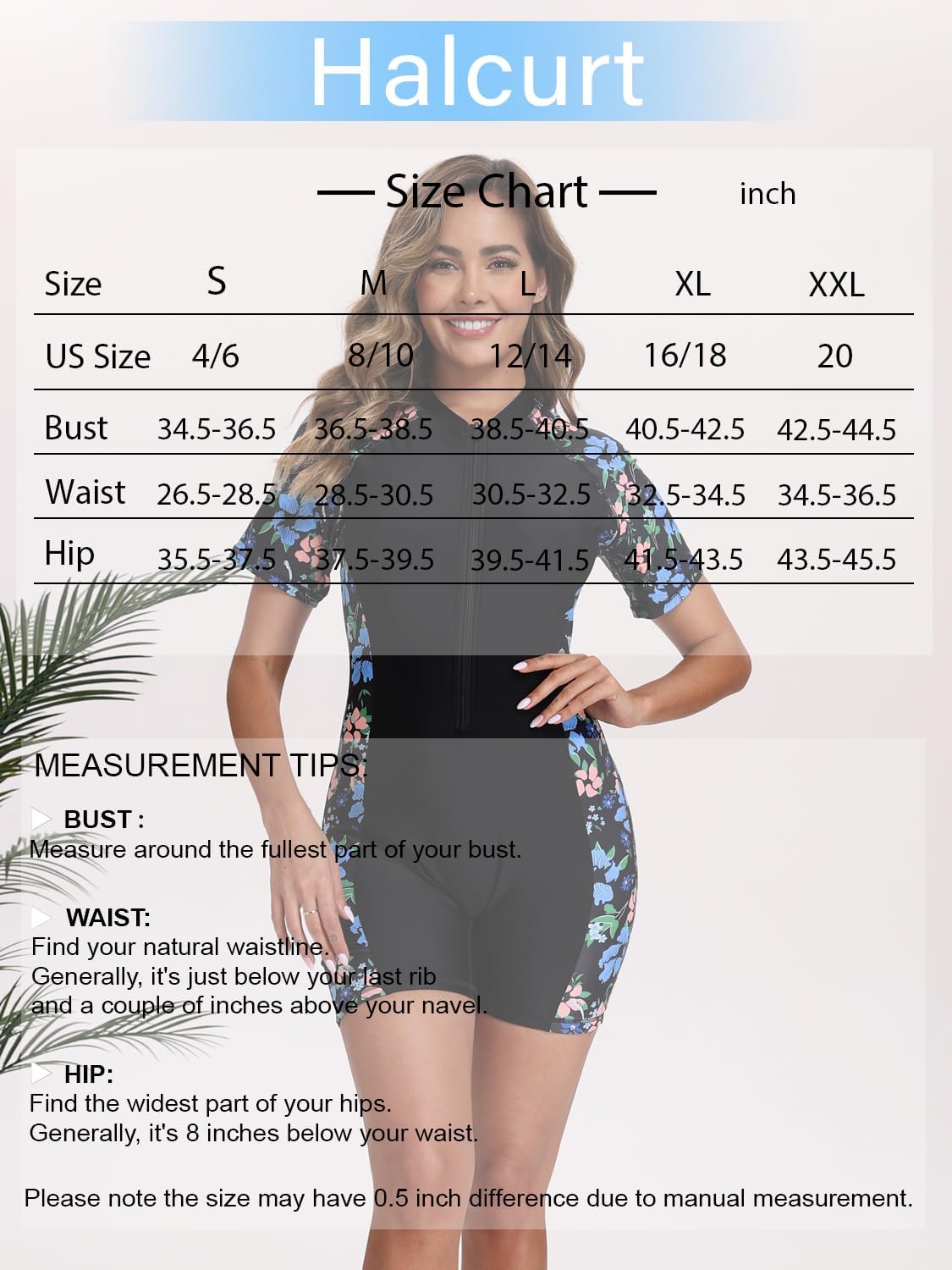 Halcurt Women's Boyleg One Piece Rash Guard with Built in Bra Zip Front UPF50+ Short Sleeve Full Body Surfing Swimsuit - Image 6