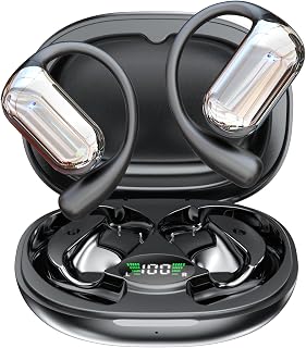 EUQQ Auriculares Open Ear Bluetooth 6.1 Inalámbricos, Sin Presión con Gancho para Oreja, 50H de Autonomía, Sonido Estéreo, Impermeables IPX7, Deportivos para Running