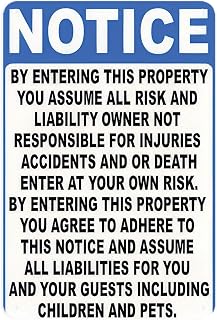 Vintage Notice Liability Waiver Metal Sign Print Aesthetic Room Decoration for Home Bedroom Dorm Bathroom Wall Decor 8X12 inch