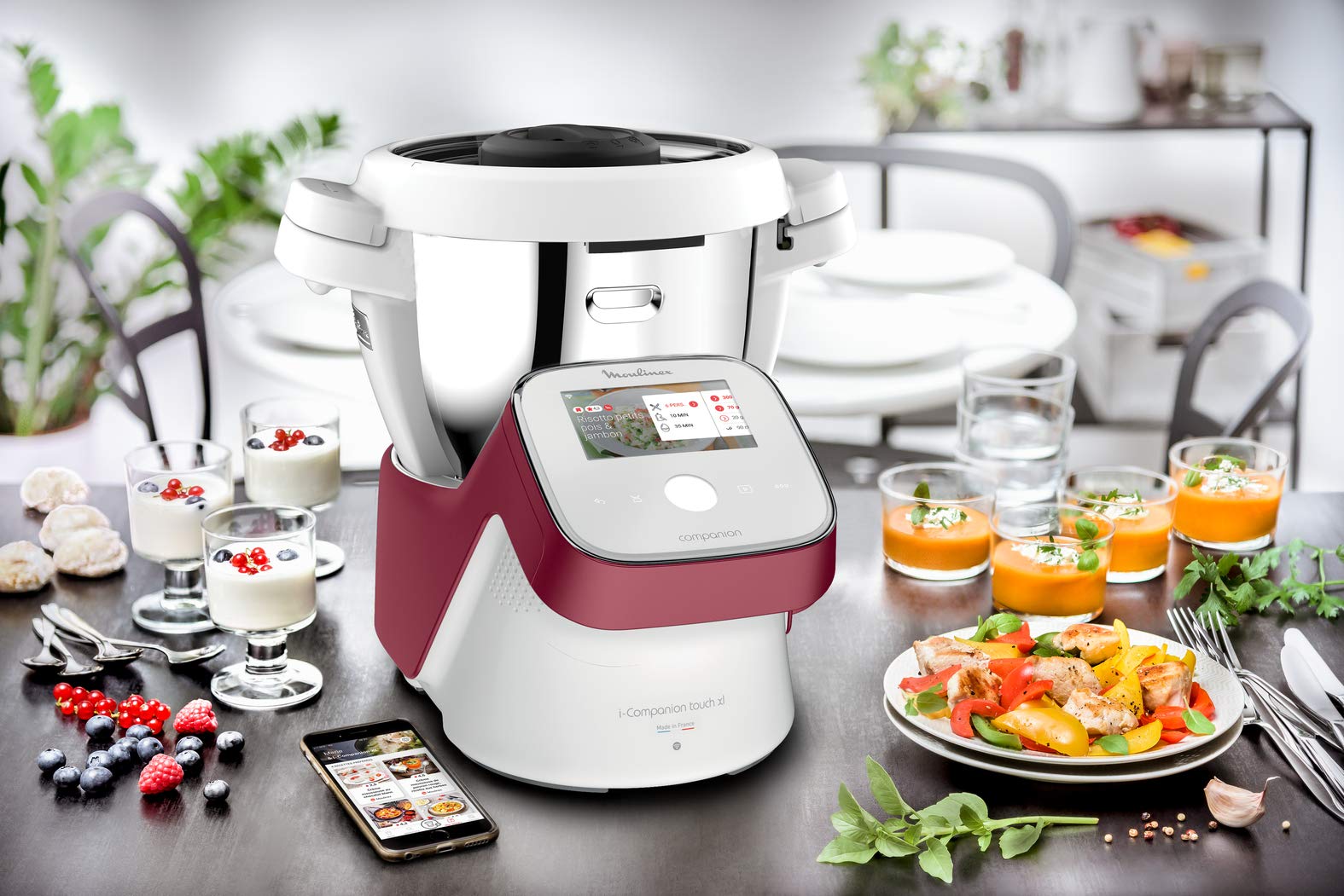 Moulinex I-Companion Touch XL HF9345 Robot de cocina de 3.5 L, acero inoxidable, 14 programas automáticos, wifi, pantalla táctil, 6 accesorios incluidos, apto lavavajillas, app libro recetas