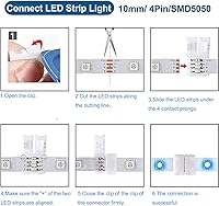 Vista 4 de Conectores LED de 4 pines en forma de L, paquete de 10 conectores de extensión de terminal de esquina de ángulo recto de 0.394 pulgadas de ancho