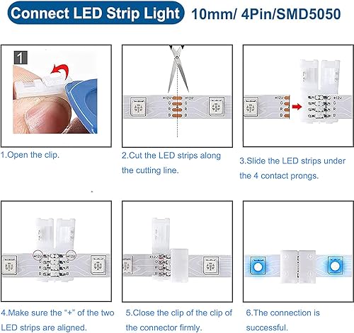 Miniatura 4 de Conectores LED de 4 pines en forma de L, paquete de 10 conectores de extensión de terminal de esquina de ángulo recto de 0.394 pulgadas de ancho