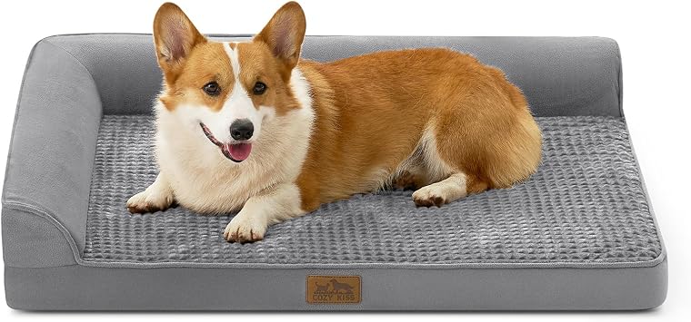 COZY KISS Orthopedic Dog Bed Washable for Large Dogs,91x68 cm, Grey