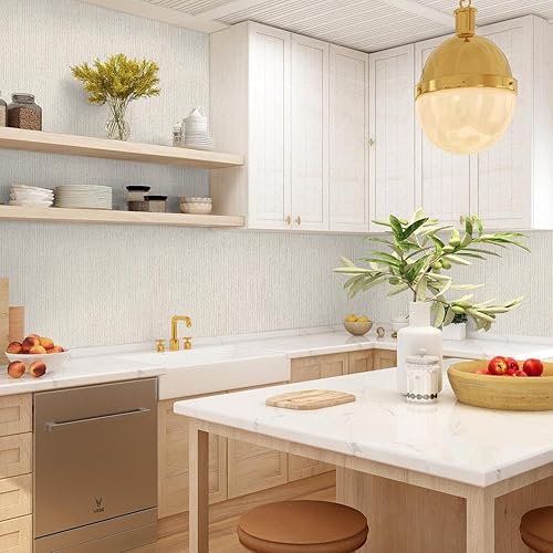 Miniatura 6 de Dimoon Papel tapiz de 393 x 17.3 pulgadas, grueso en relieve de flores para despegar y pegar, papel de contacto floral, sólido, puro, impermeable,