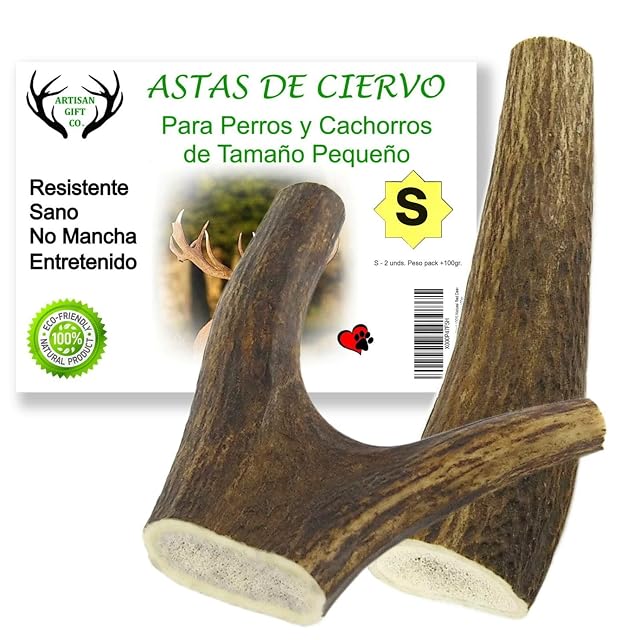 Asta de Ciervo para Perros, Talla S - 2 unds. Peso Total Pack más de 100 gr