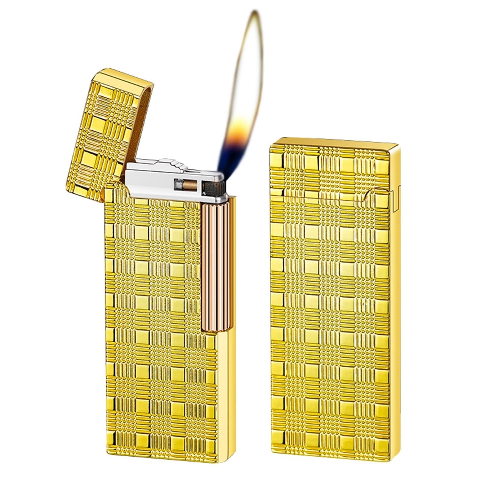 Ultra-Thin Vintage Soft-Flame Lighter — Side-Sliding Ignition — Ideal for BBQs & Candles — A for Men(A)