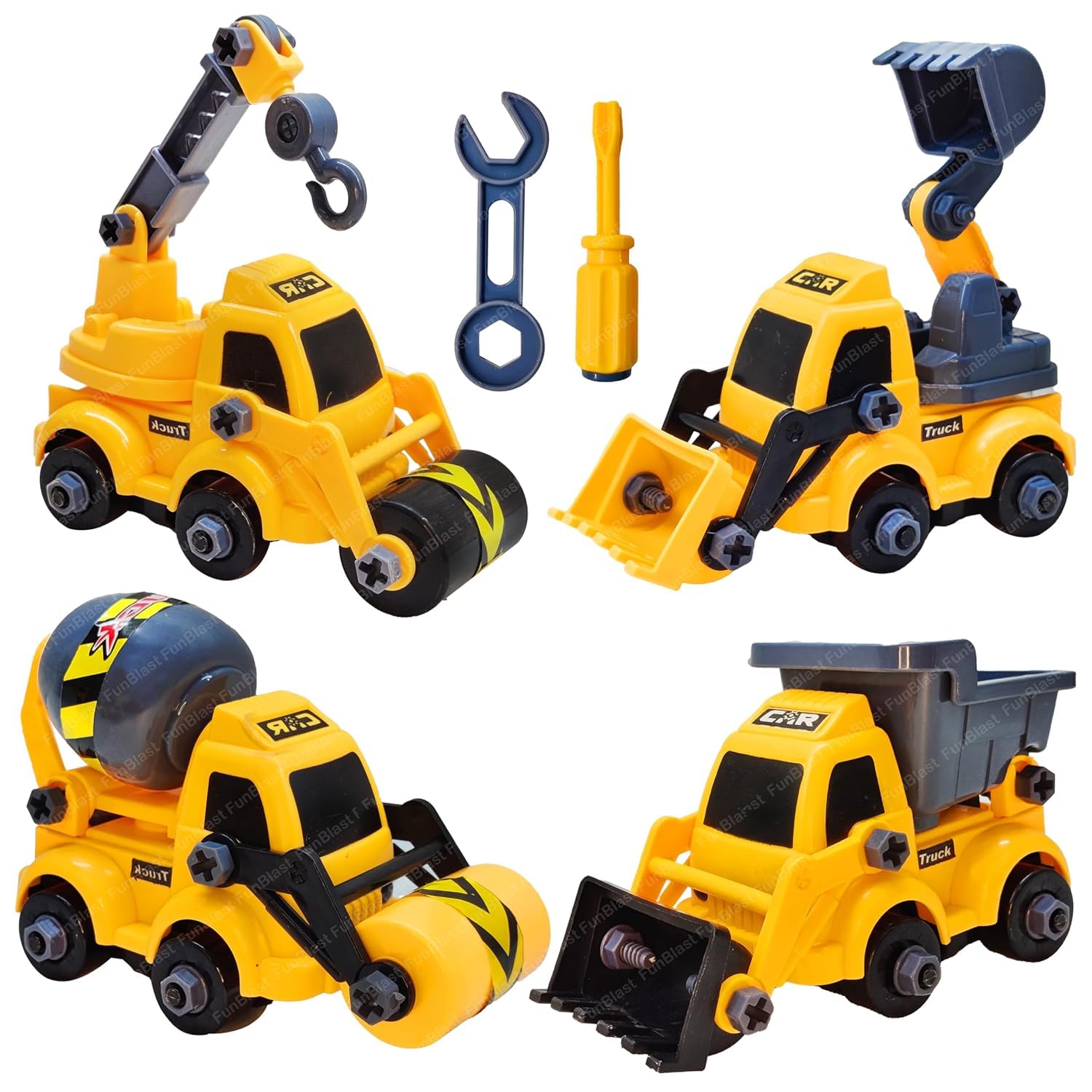 Manjaras Construction Toys Vehicles Set 4 Pcs Diy Trucks 4 In 1 Toys For Kids Cars Birthday Gift For Toddlers Boys Age 1 To 5 Years,Yellow (B0CVVS5MSX) Amazon Price History, Amazon Price Tracker