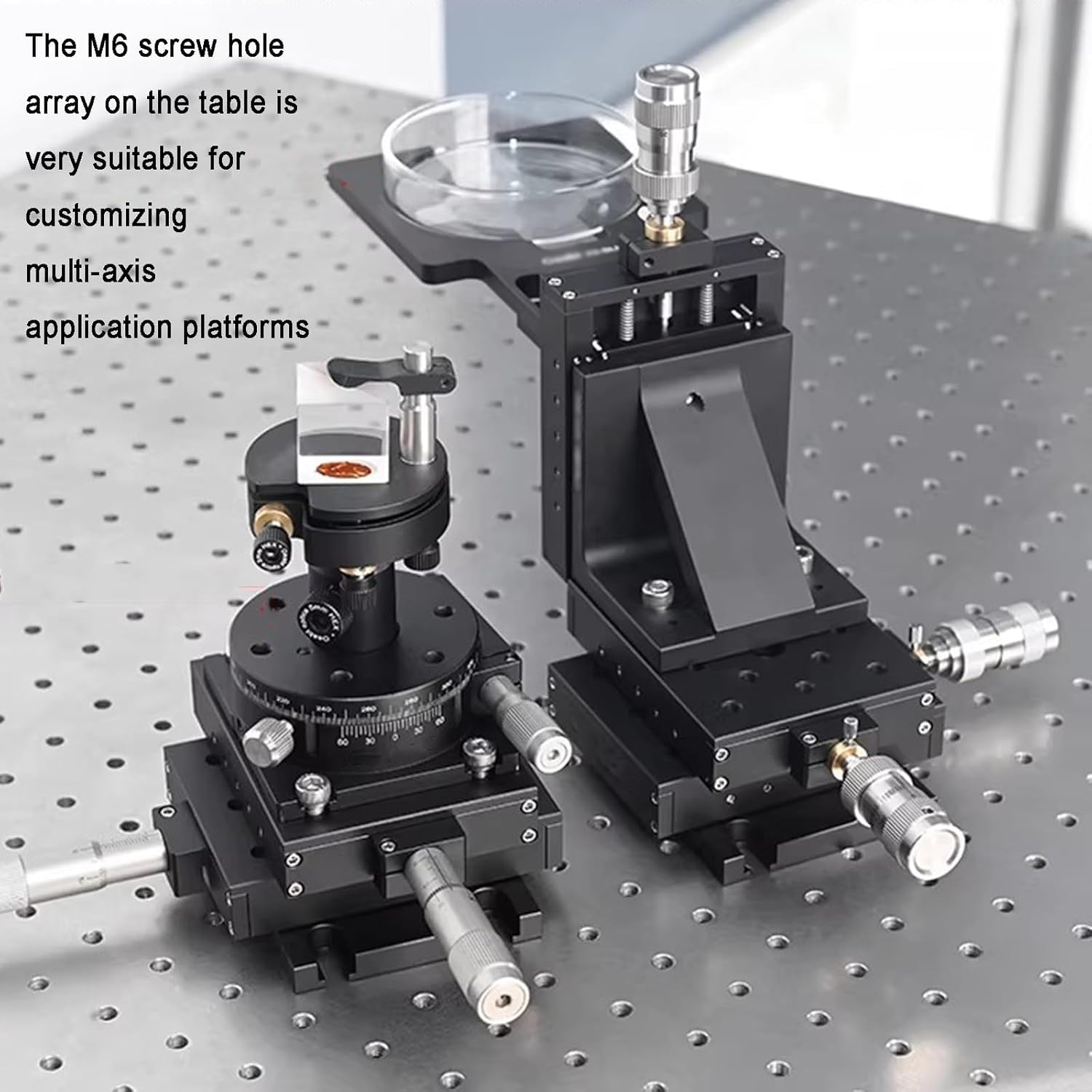 Fase lineare manuale del micrometro per il posizionamento meccanico, tavola di sintonia della piattaforma scorrevole di viaggio di 0-25mm, 101.6x76.2mm per ispezione e prova