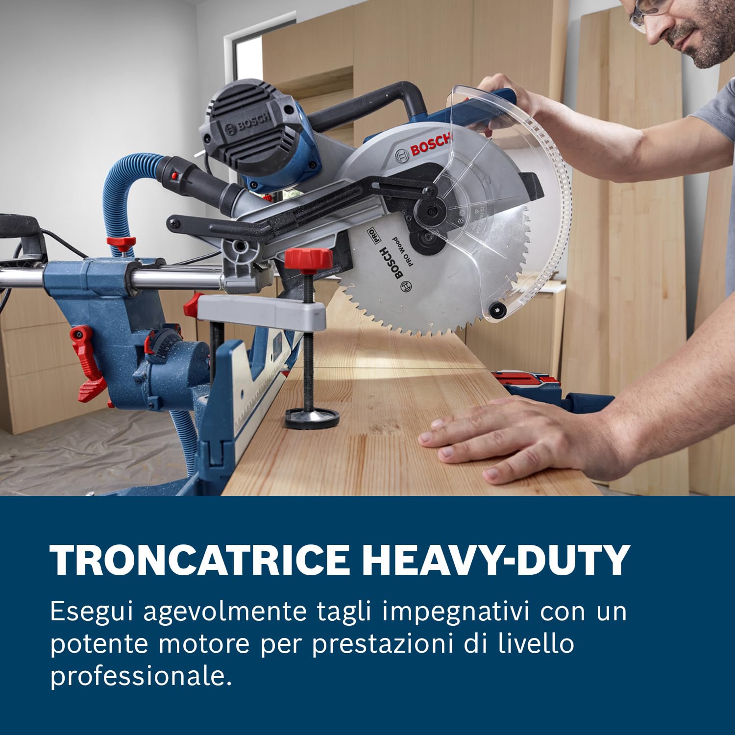 Bosch Professional Troncatrice radiale a filo GCM 340-305 D (incl. righello, morsetto, sacchetto raccoglipolvere, blocco di supporto, lama, chiave)