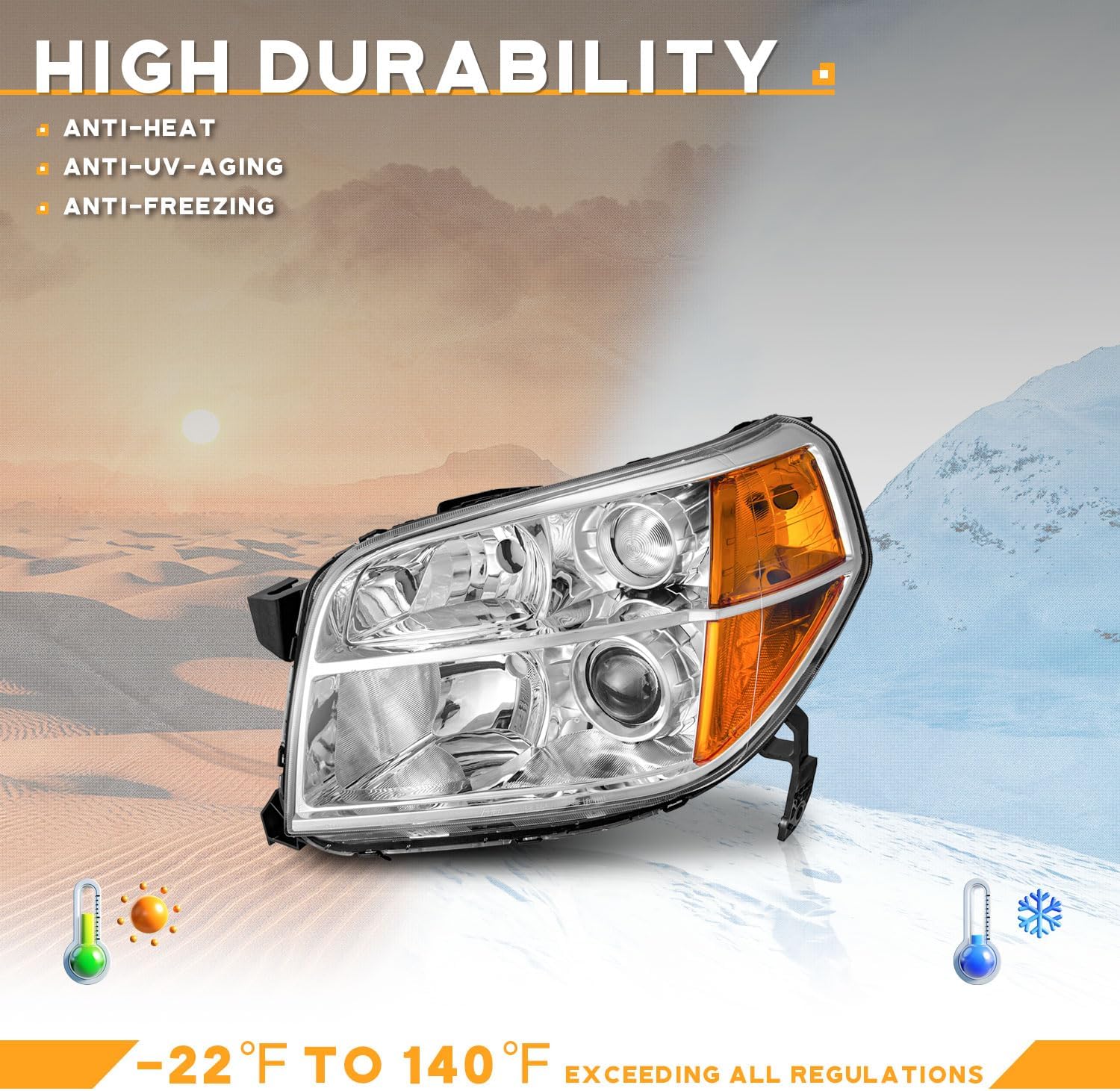 WEELMOTO for 2006-2008 Honda Pilot [4-Door Sport Utility] headlight, for 2006 2007 2008 Honda Pilot Headlights Pair with Chrome Housing Amber Reflector Left + Right Side