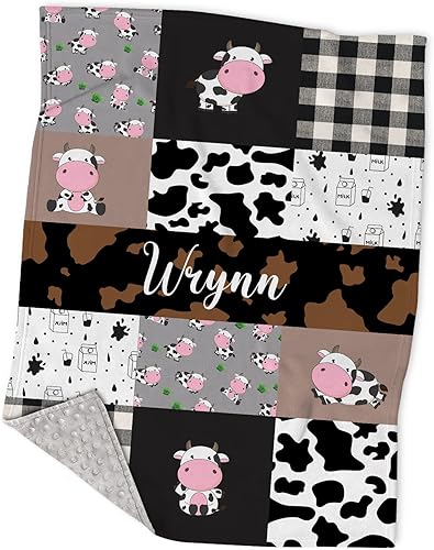 Mantas de bebé personalizadas de tractores agrícolas Minky con nombre, mantas de diseño de retazos verdes personalizadas para niños y niños, regalo