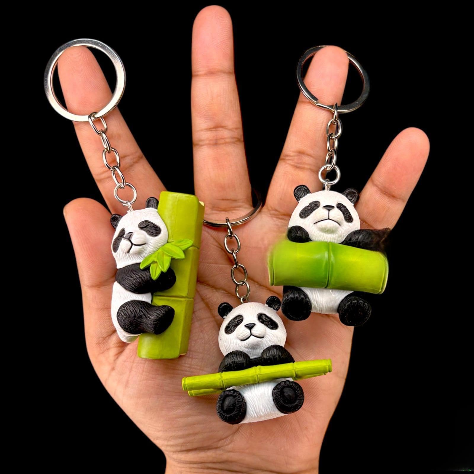 TREEWING Cute Keychains and Keyrings Panda With Bamboo Keychains for Cars, Bikes, Home, Keys. Detailed Keyrings Set For Gifting and Showpiece+Keychains (Multi-Design Panda)-image-34