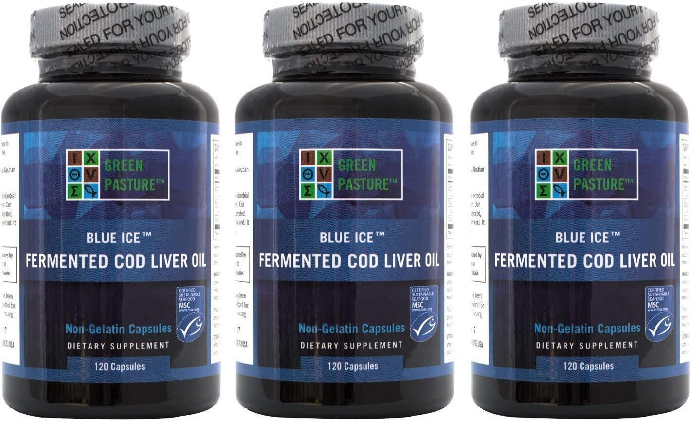 Buy BLUE ICE Fermented Cod Liver Oil NonGelatin Capsules Pack of 3