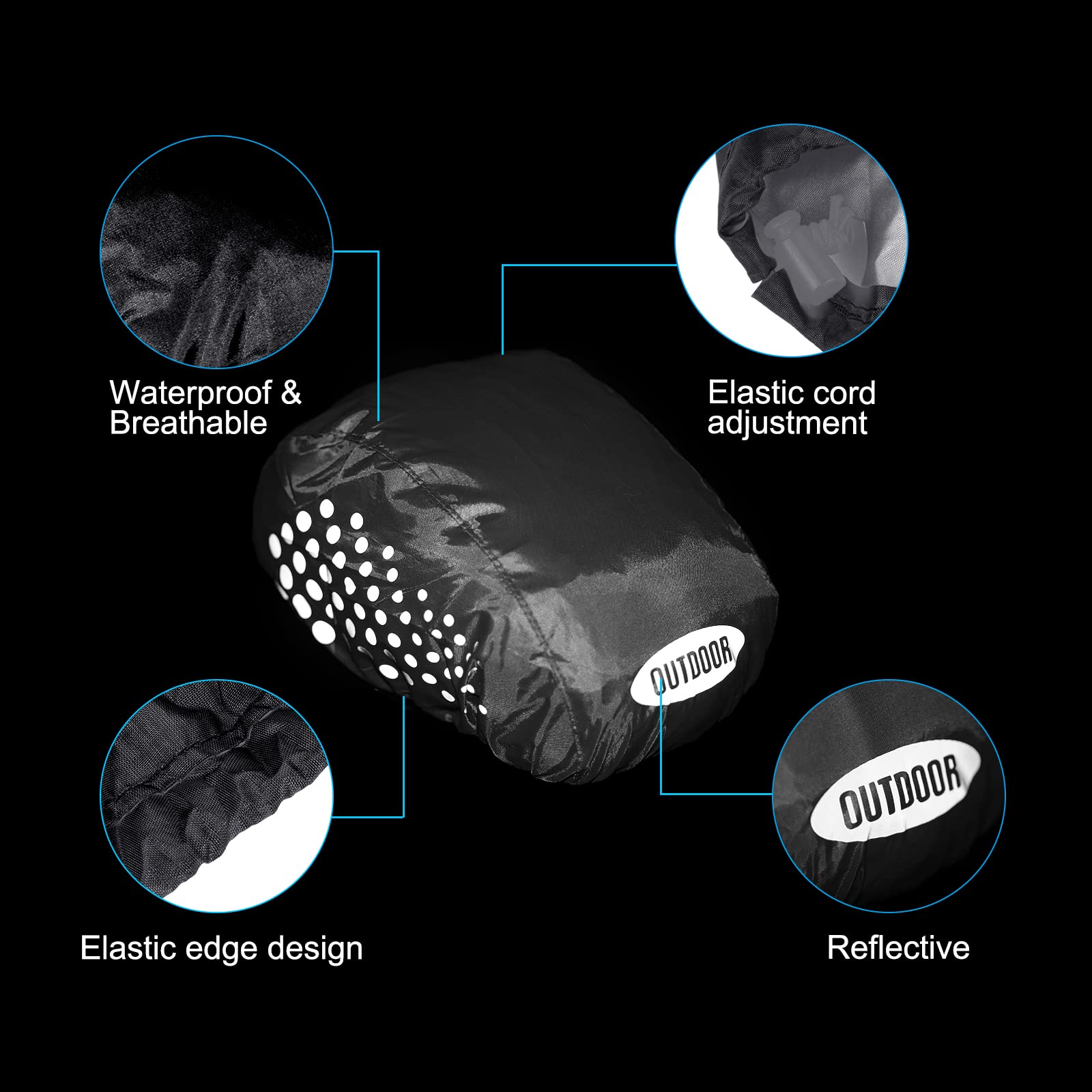 Amazon.com : PATIKIL Bike Helmet Cover, 2 Pack Motorcycle Helmet Rain Covers  Waterproof Bicycle Helmets Covers with Safety Reflective Stripes for Road  Cycling, Black : Sports & Outdoors