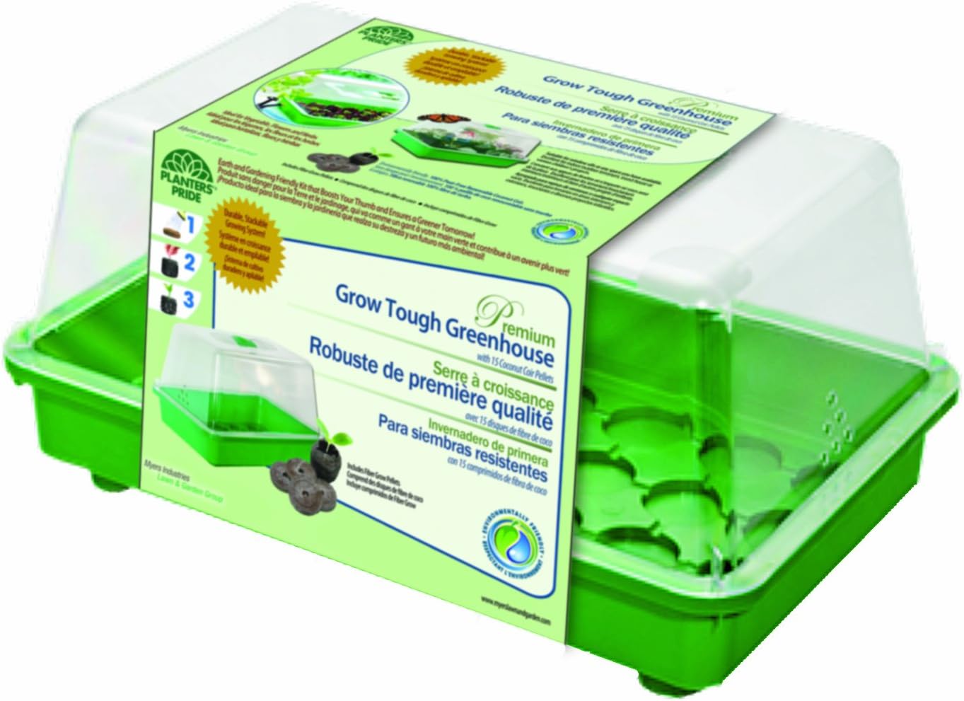 PLANTERS' PRIDE 28-Pellet Grow Tough Greenhouse with Pellets, Jungle Green