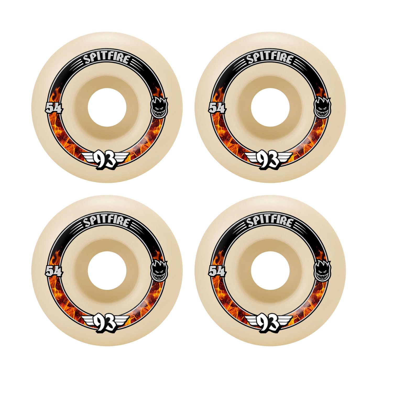 Spitfire Forumla Quatre roues de skateboard 93 radiales souples Blanc 54 mm