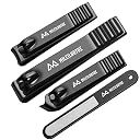 MILEILUOYUE Nail clippers set black stainless steel nail cutter& sharp oblique toe nail clipper & nail file 4 pieces, metal tin box for men and women suitable for gifts. gallery image