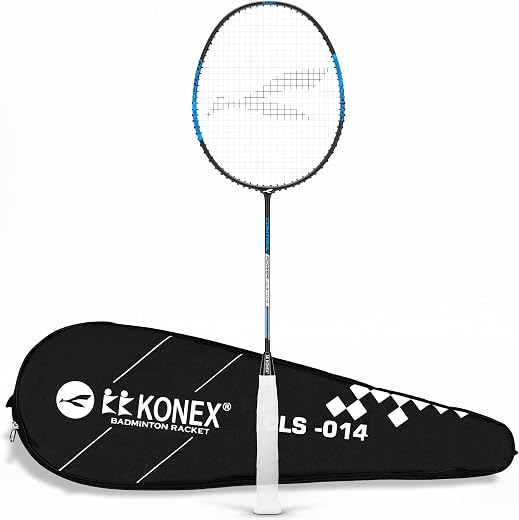 Konex Aluminium Badminton Racquet 2U (90±1g) | 28 LBS String Tension | High Tensile Slim Shaft with Soft PU Grip Handle & ...
