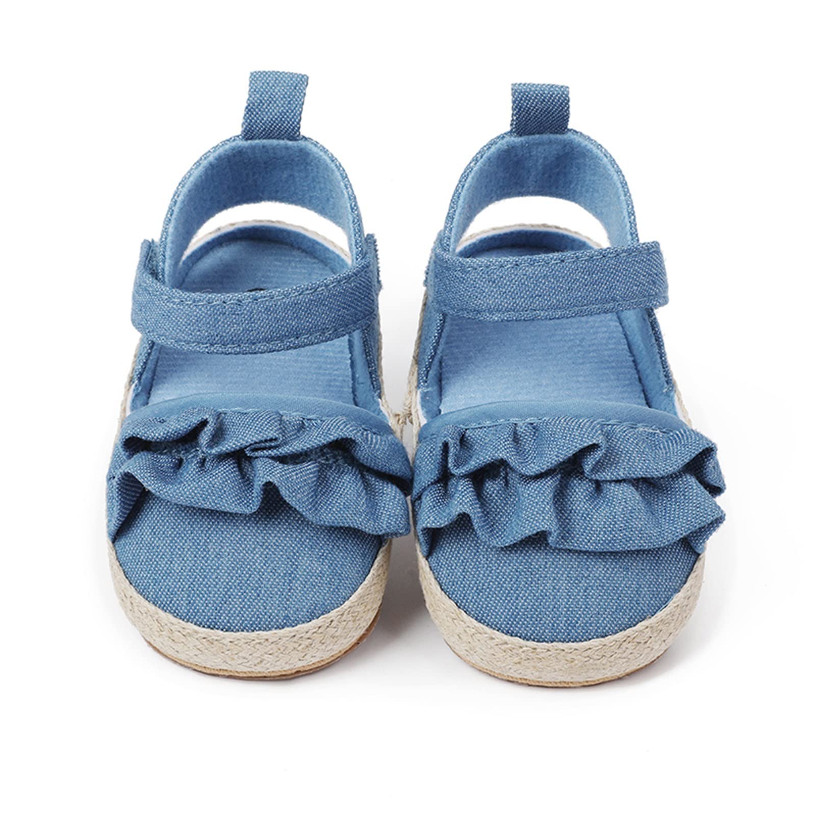 RNTOP Baby Infant Boy Girl Sandals Shoes First Walkers Prewalkers Ruffles Non-Slip Soft Sole Prewalker (Blue, 13 Toddler)